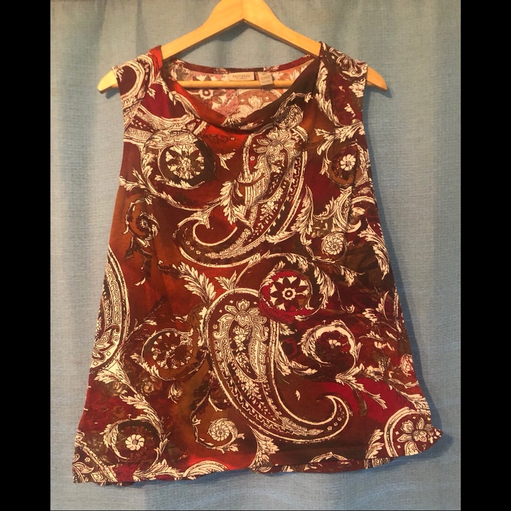 Red paisley print sleeveless top